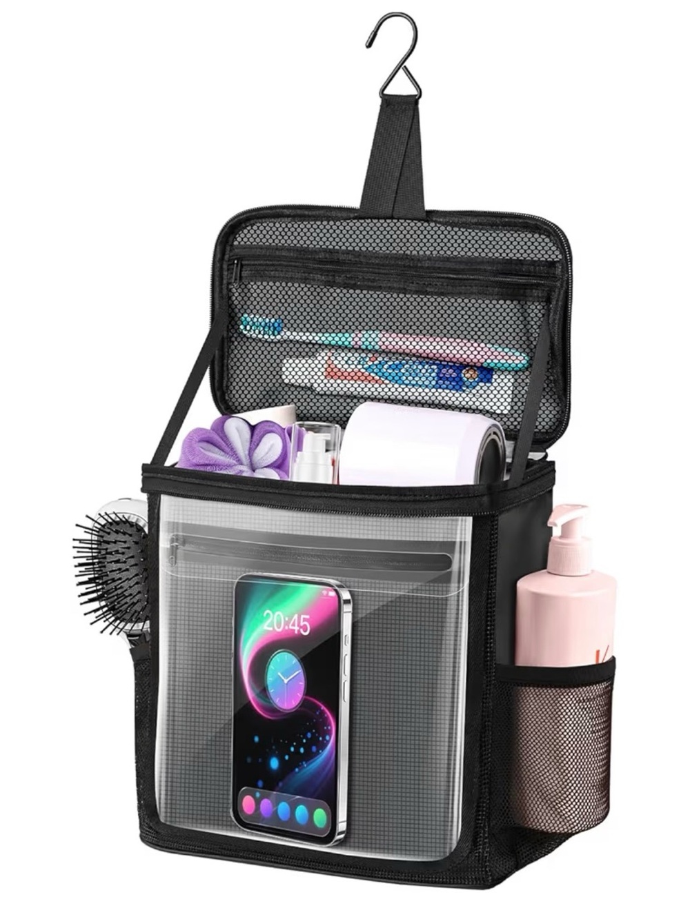 Black Hanging Travel Shower Caddy